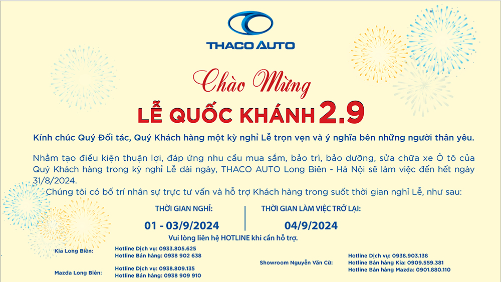 THACO AUTO LONG BIÊN CHÀO MỪNG LỄ QUỐC KHÁNH 2/9