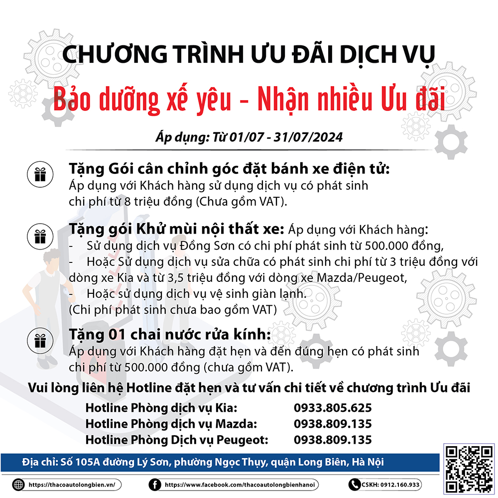 𝐂𝐇𝐔̛𝐎̛𝐍𝐆 𝐓𝐑𝐈̀𝐍𝐇 𝐔̛𝐔 Đ𝐀̃𝐈 𝐃𝐈̣𝐂𝐇 𝐕𝐔̣ 𝐓𝐇𝐀́𝐍𝐆 7/𝟐𝟎𝟐𝟒 TẠI XƯỞNG DỊCH VỤ THACO AUTO LONG BIÊN - HÀ NỘI