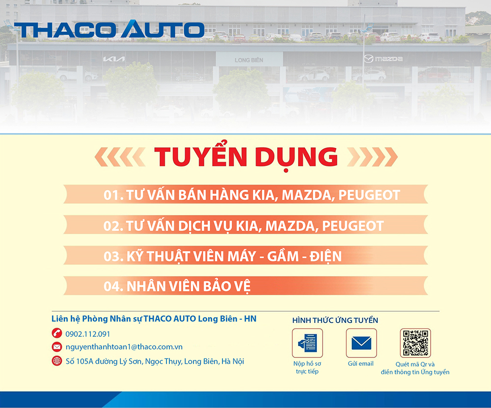 THACO AUTO LONG BIÊN – HÀ NỘI TUYỂN DỤNG